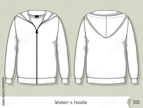 Women hoodie. Template for design, easily editable by layers