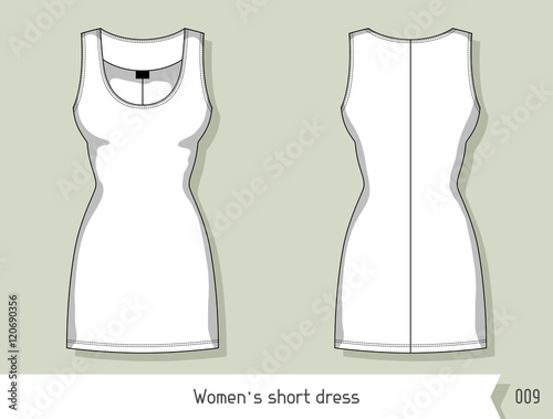 Women short dress. Template for design, easily editable by layers
