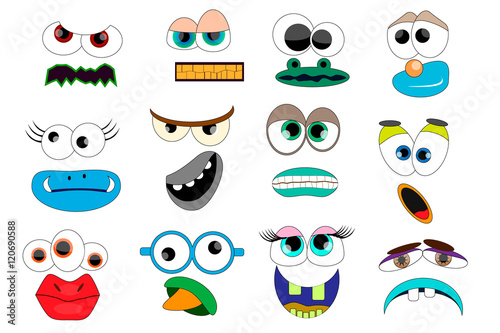 Party for Children - Funny Monsters. Mask, Photobooth Props. Monster Mouths and Eyes Set.