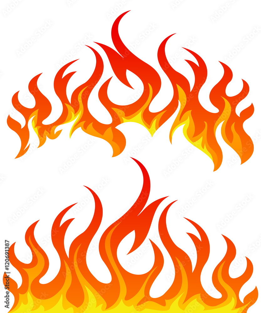 Fire flames vector set