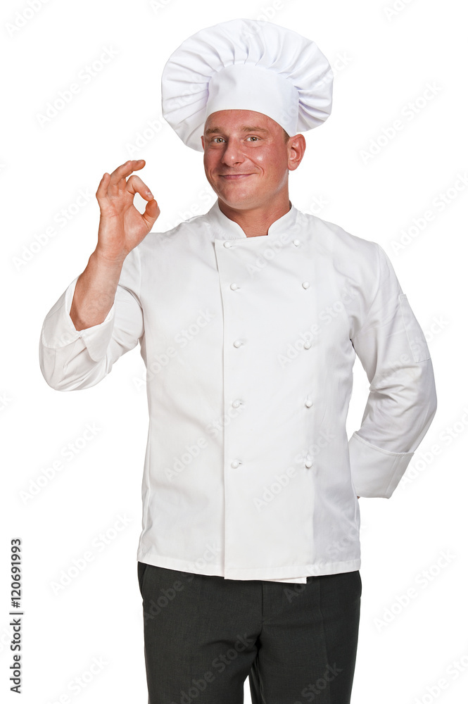 Chef man isolated over white background. Chef man isolated over white background.
