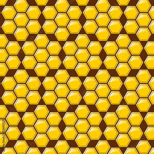 Fototapeta Naklejka Na Ścianę i Meble -  pattern hexagon yellow on brown background