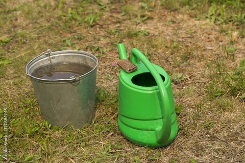 garden tools on the white background photo