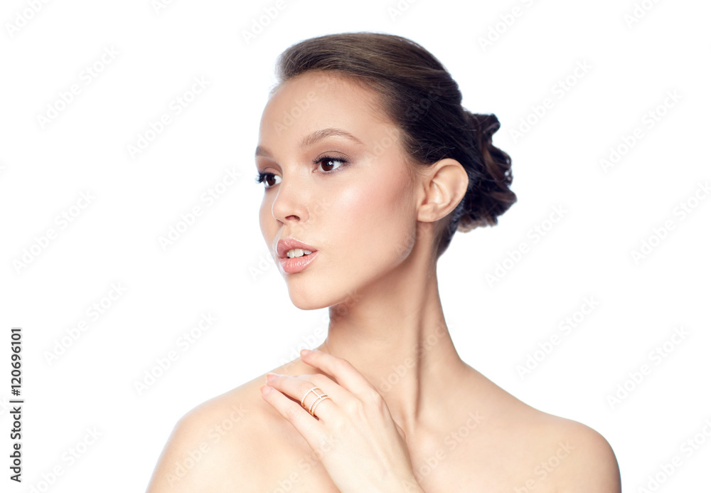 face of beautiful asian woman with golden ring face of beautiful asian woman with golden ring