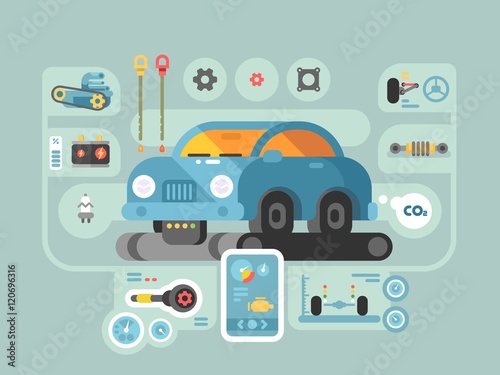 Diagnostics of machines in service station