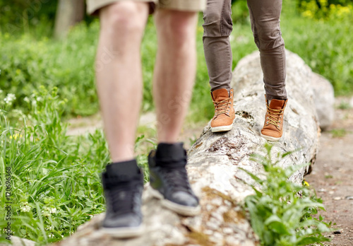 close up of couple hiking outdoors