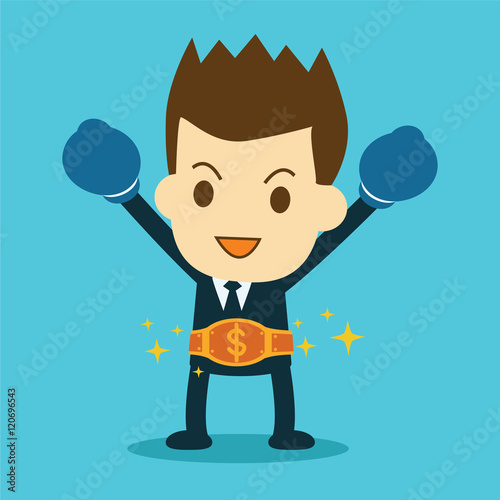 businessman winner wearing a championship belt