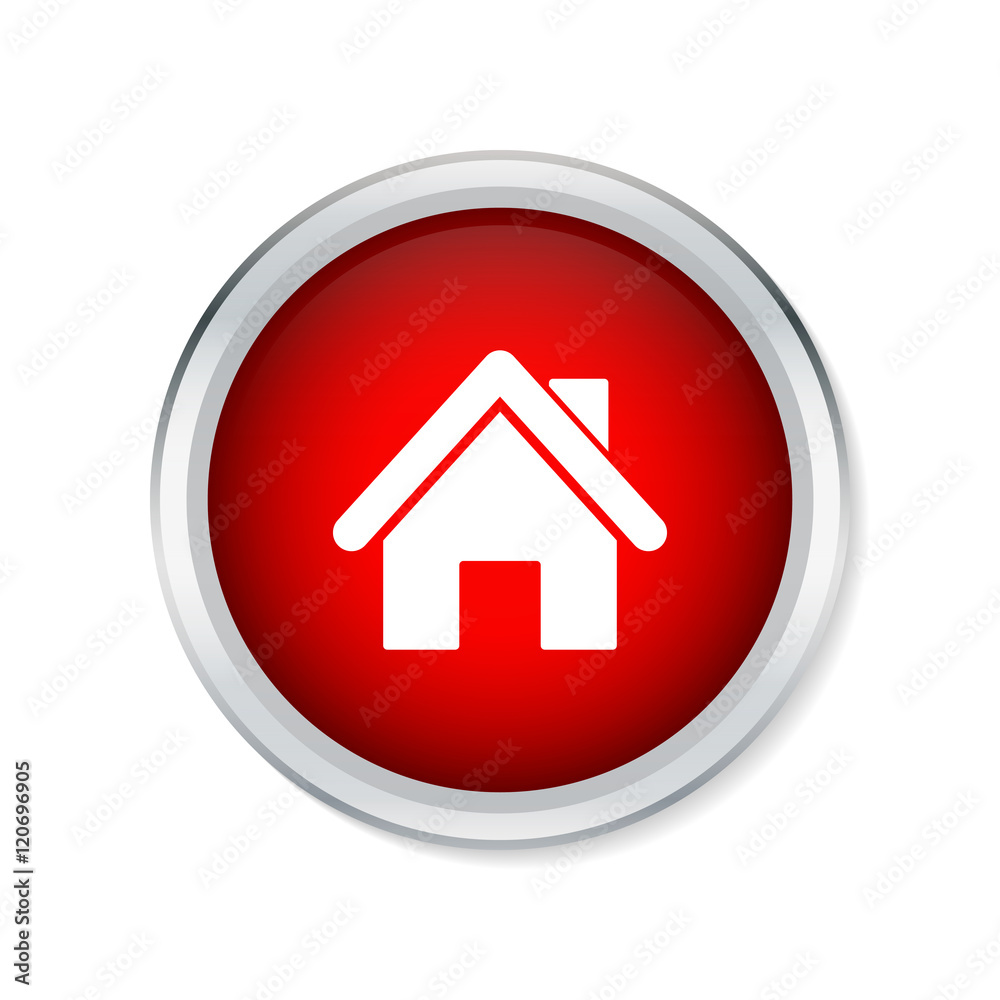 Home icon on red round button - Vector Home icon on red round button - Vector