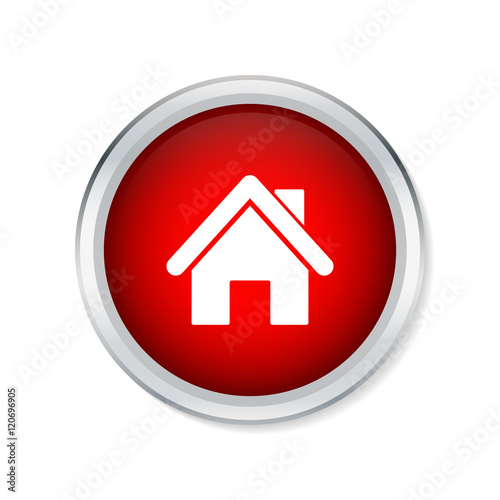 Home icon on red round button - Vector