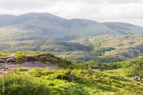 view to Killarney National Park hills in ireland