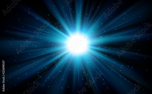 Blue light shining from darkness background