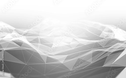 Abstract Polygonal Space Black and White Background with Low Poly Connecting Dots and Lines - Connection Structure - Futuristic HUD Background