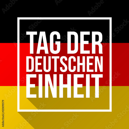 German Unity Day text. Vector background for Germany Independence Day. Greeting card, flyer, poster for 3th October national celebration. Flat illustration wth long shadows