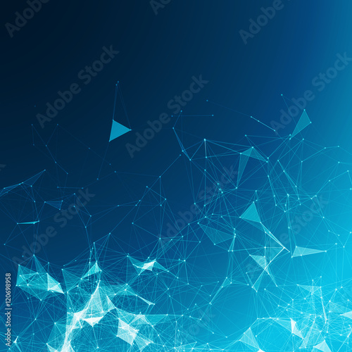Abstract Polygonal Space Blue Background with Connecting Dots and Lines   Futuristic Vector Illustration