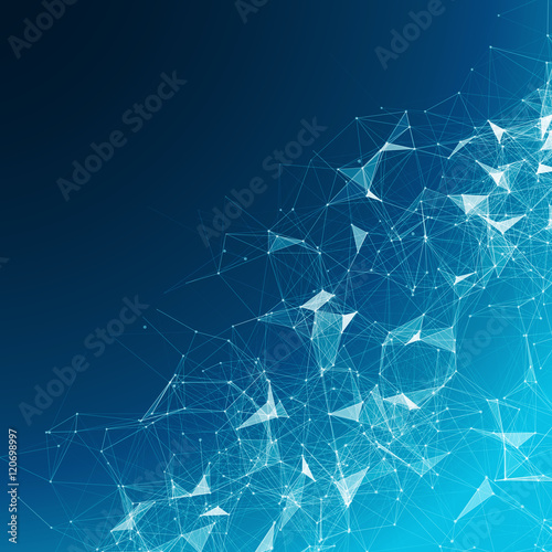 Abstract Polygonal Space Blue Background with Connecting Dots and Lines   EPS10 Vector Illustration