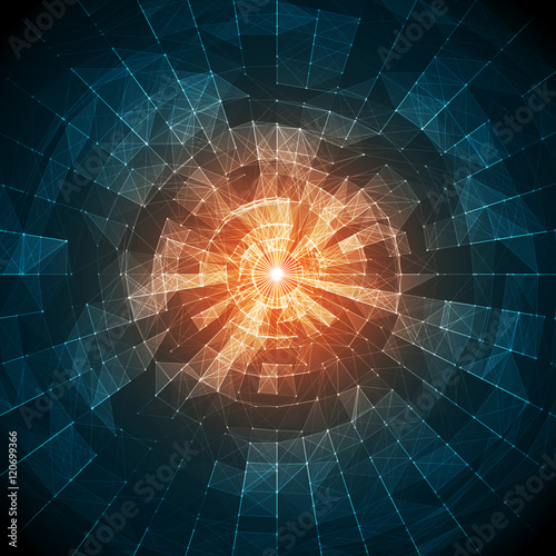 Abstract Blue and Orange Vector Mesh on Colorful Background - Futuristic UX Background - Elegant Background for Business Presentations