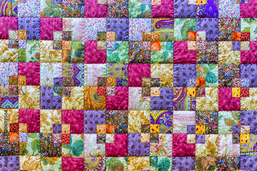 Background of colorful patchwork fabrics