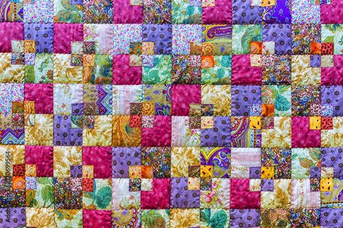 Obraz na płótnie Background of colorful patchwork fabrics w salonie