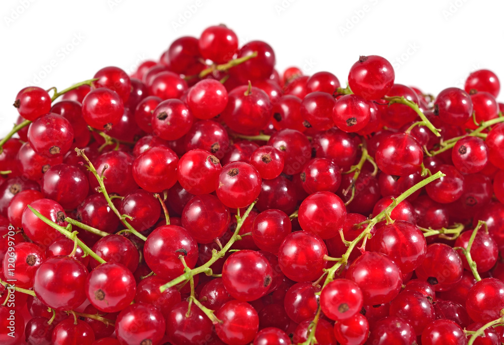 Heap of fresh red currant close up on a white Heap of fresh red currant close up on a white
