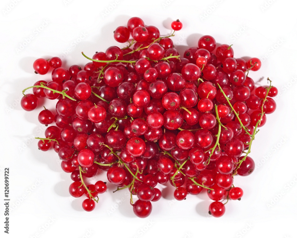 Heap of fresh red currant close up on a white Heap of fresh red currant close up on a white