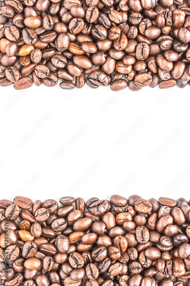 stripe of coffee beans isolated on white stripe of coffee beans isolated on white