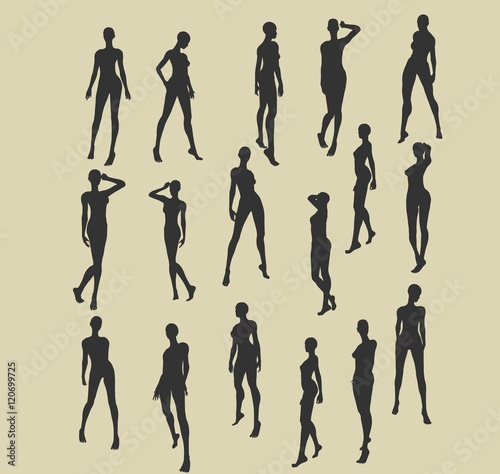 Set of sexy women silhouettes. Fashion mannequin