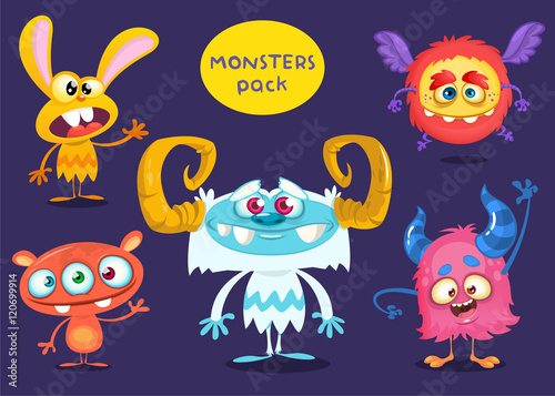 Cartoon Monsters. Vector set of cartoon monsters isolated