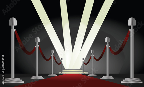 Red carpet and lights on stage
