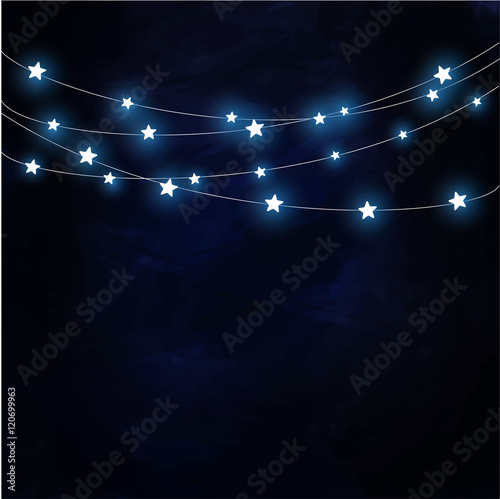 Dark background with hanging stars vector