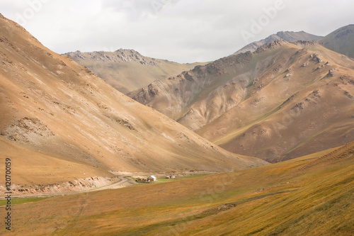 Magnificent views of the mountains of Central Asia. Kyrgyzstan's rural landscape