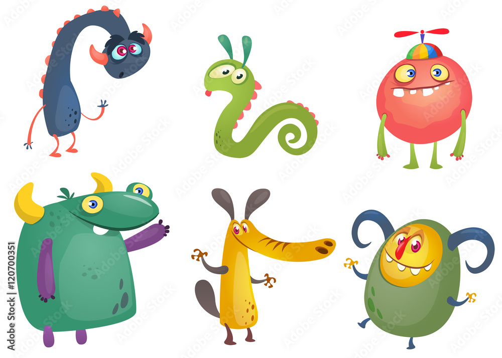 Obraz premium Cartoon Monsters. Vector set of cartoon monsters isolated