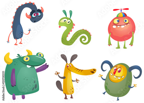 Cartoon Monsters. Vector set of cartoon monsters isolated