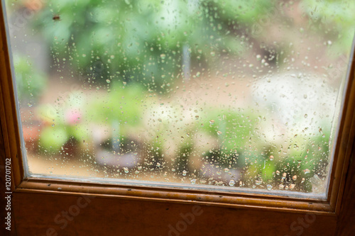 rain drops on mirror window photo