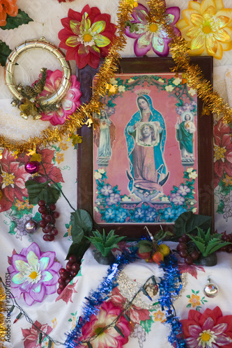 Mexico, Pacific Coast, Guerrero, Barra de Potosi, Small Virgin of Guadalupe shrine