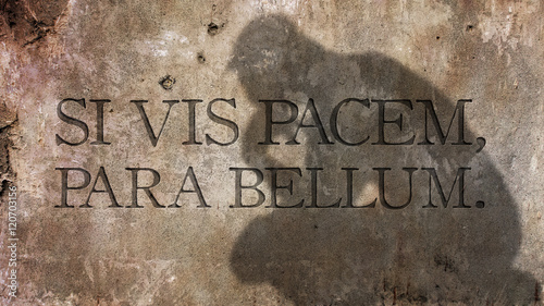 Si vis pacem, para bellum. A Latin adage translated as If you want peace, prepare for war.