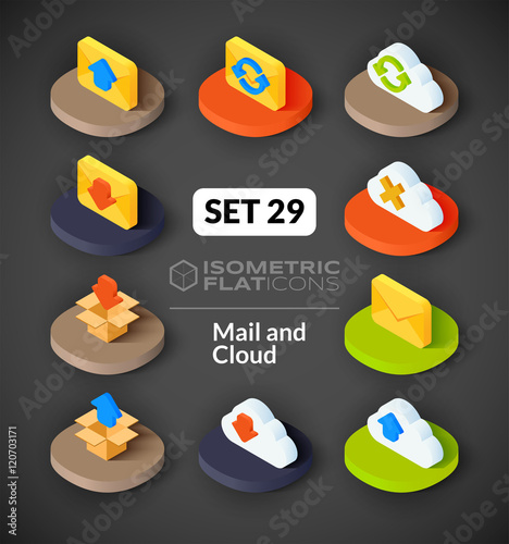 Isometric flat icons set 29