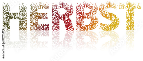 Bunter Herbst Schriftzug aus Ästen