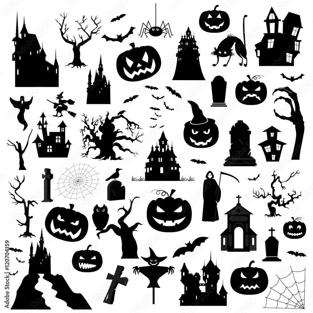 Halloween holiday graphic template. Flat icons Halloween holiday graphic template. Flat icons