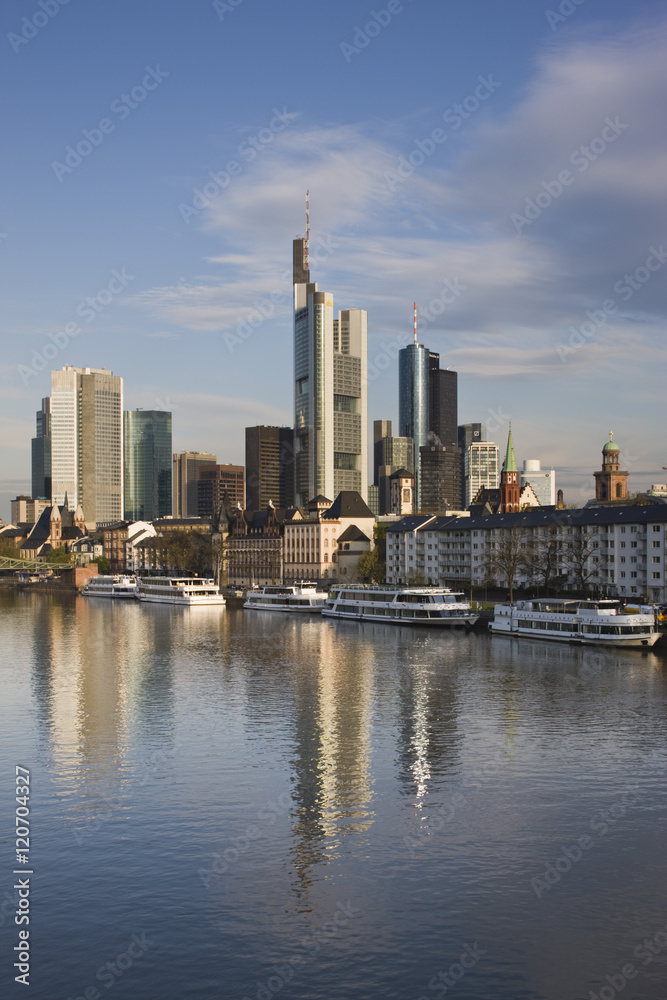 Germany, Hessen, Frankfurt-am-Main, City View along Main River Germany, Hessen, Frankfurt-am-Main, City View along Main River