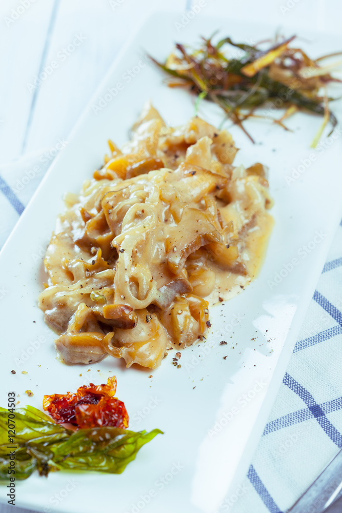 Creamy White Wine and Mushroom Sauce Stock Photo | Adobe Stock