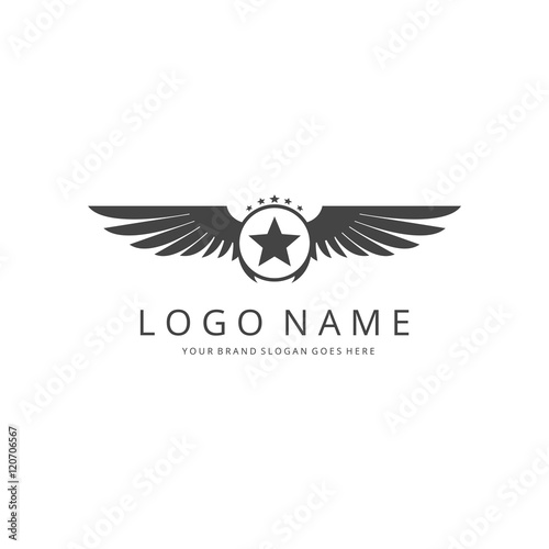 Wings logo template. Easy to edit, change size, color and text.