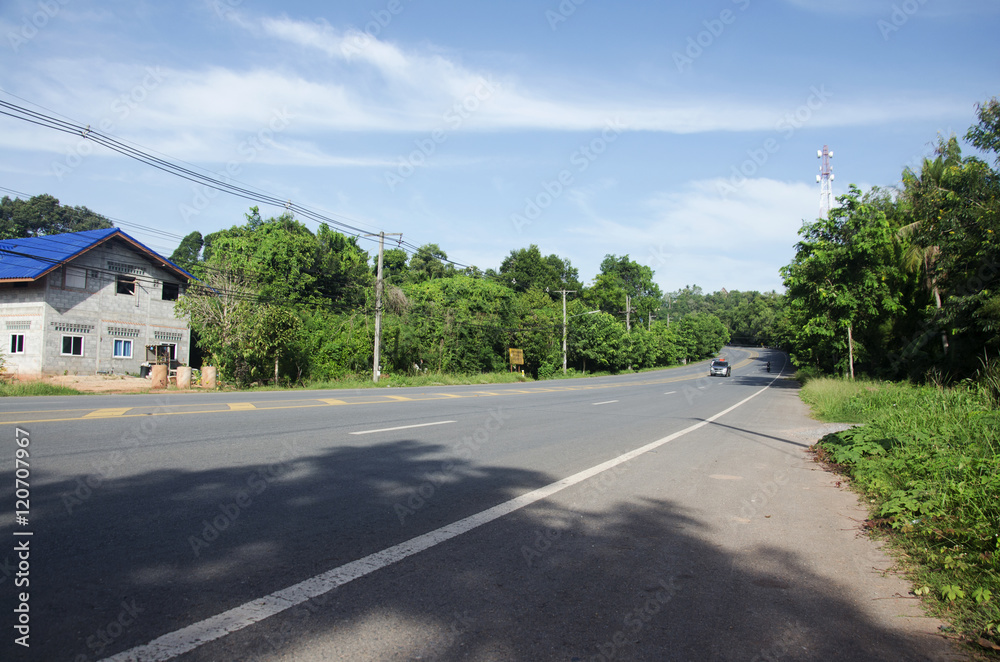 Motion of traffic road on highway go to Thale Noi Wildlife Reser