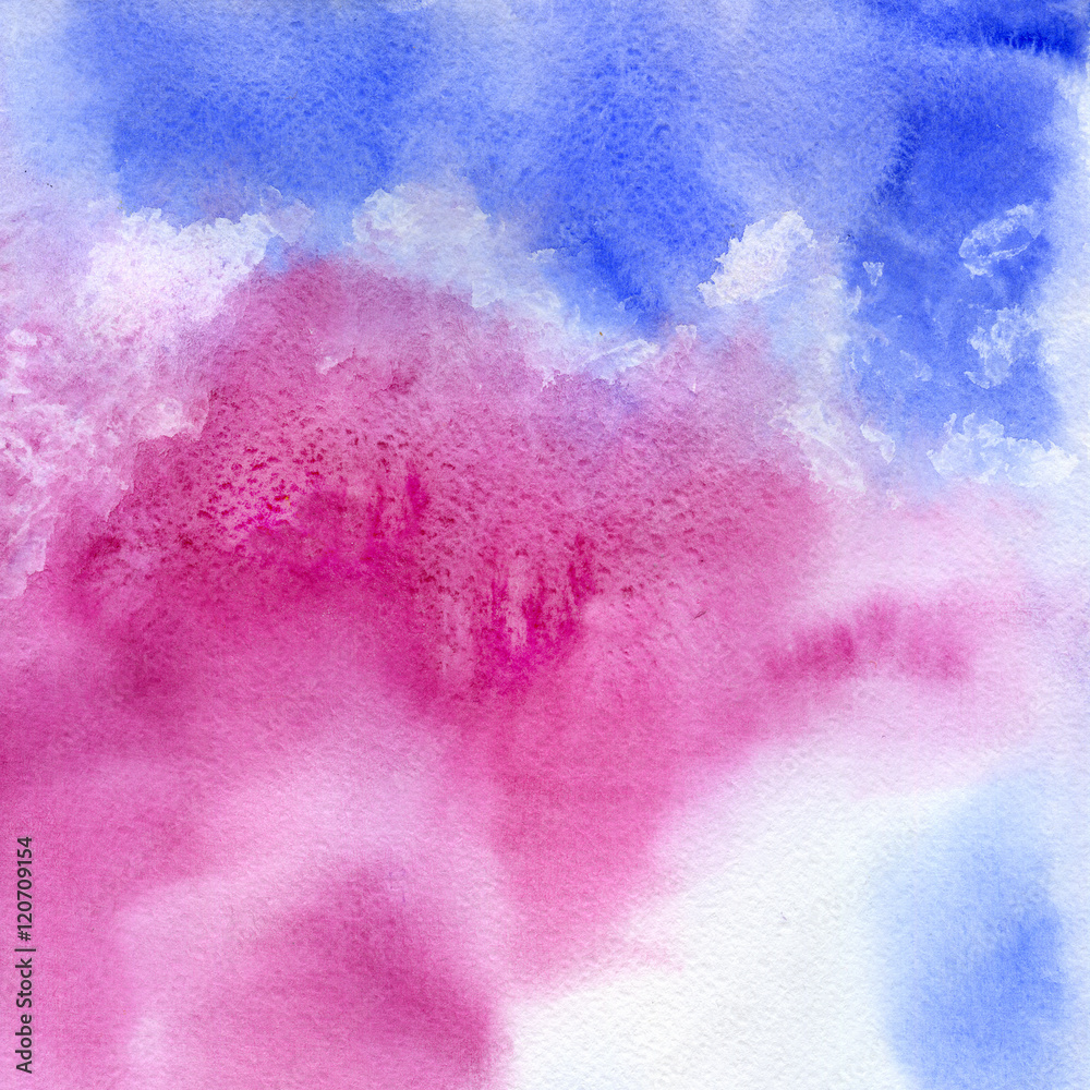 Abstract Watercolor Hand Painted Background. Serenity and Rose Quartz.