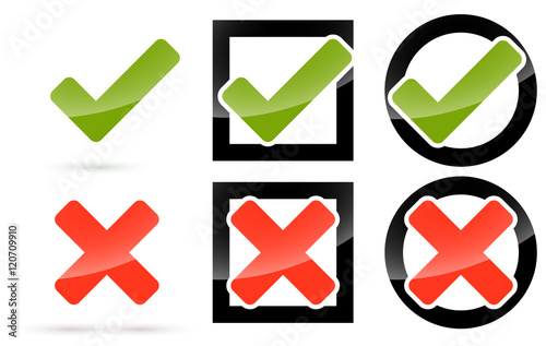 red and green check mark and cross