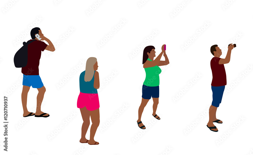 Colorfull Silhouettes of People Vector Illustration.