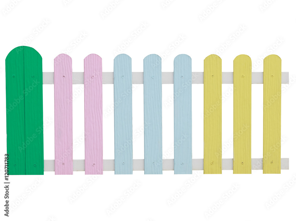 Colorful wooden fence isolated Colorful wooden fence isolated