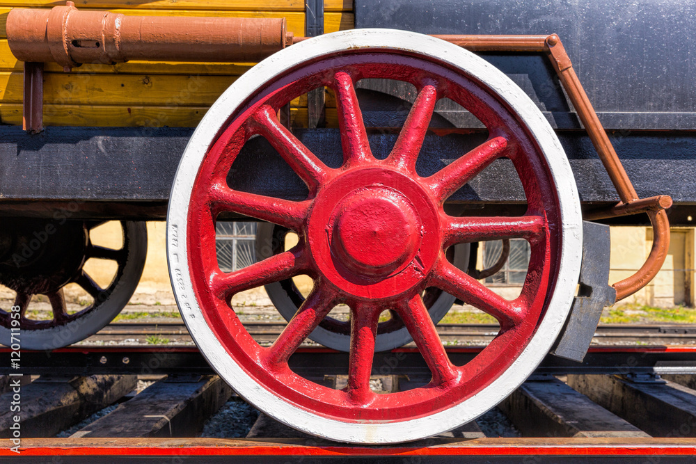 Wheels of an old vintage locomotive