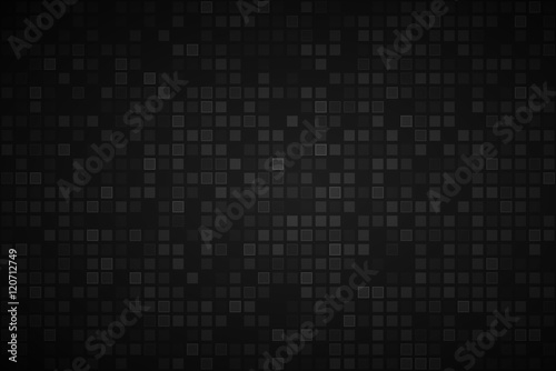 Black abstract background with transparent squares, vector illustration
