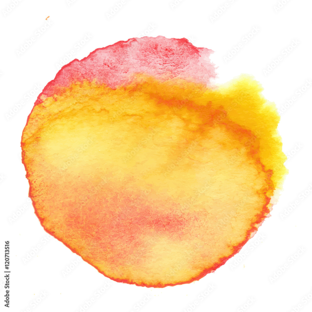 Fototapeta premium Colorful abstract watercolor circle with splashes and spatters. Modern creative watercolor background for trendy design.