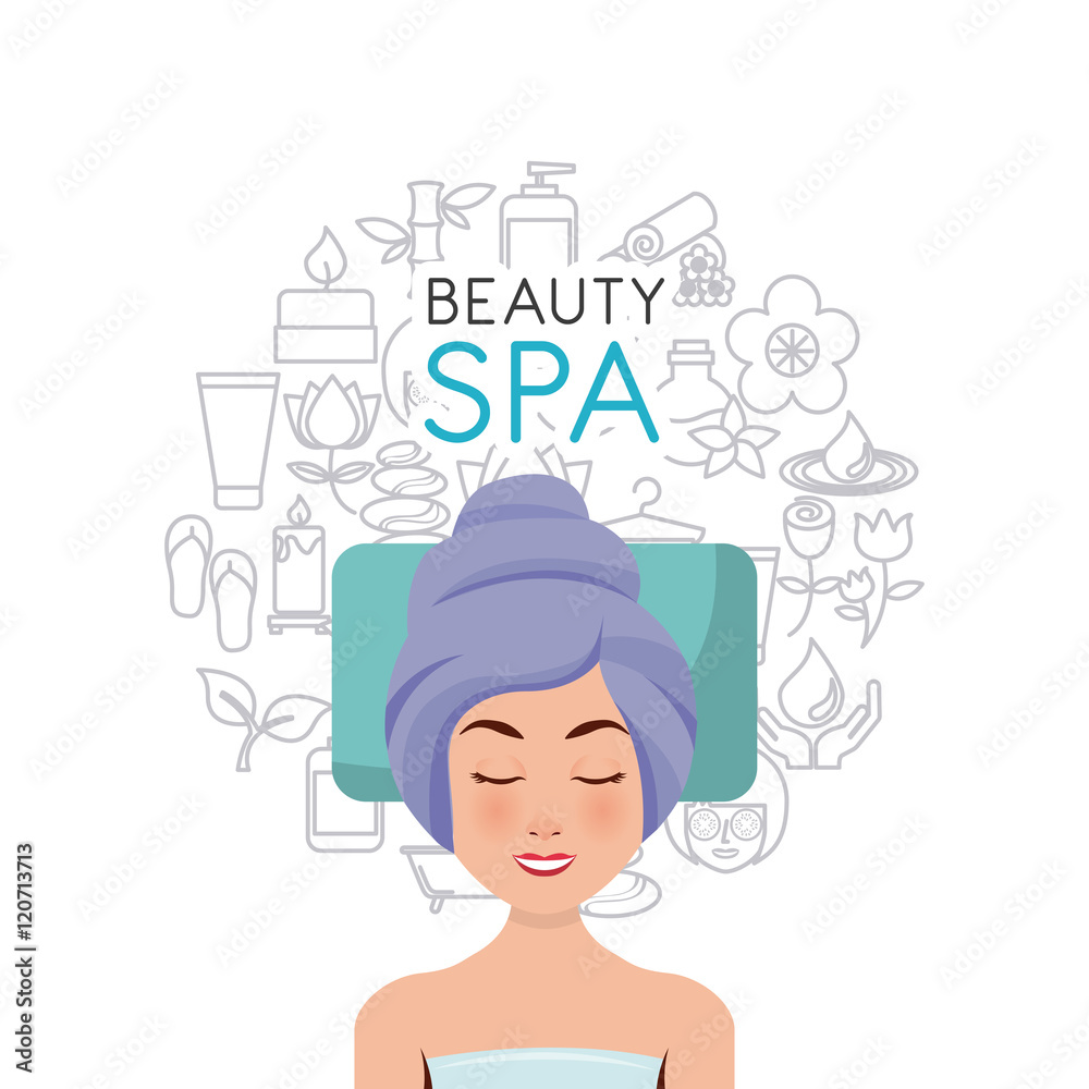 beauty spa set flat icons vector illustration design